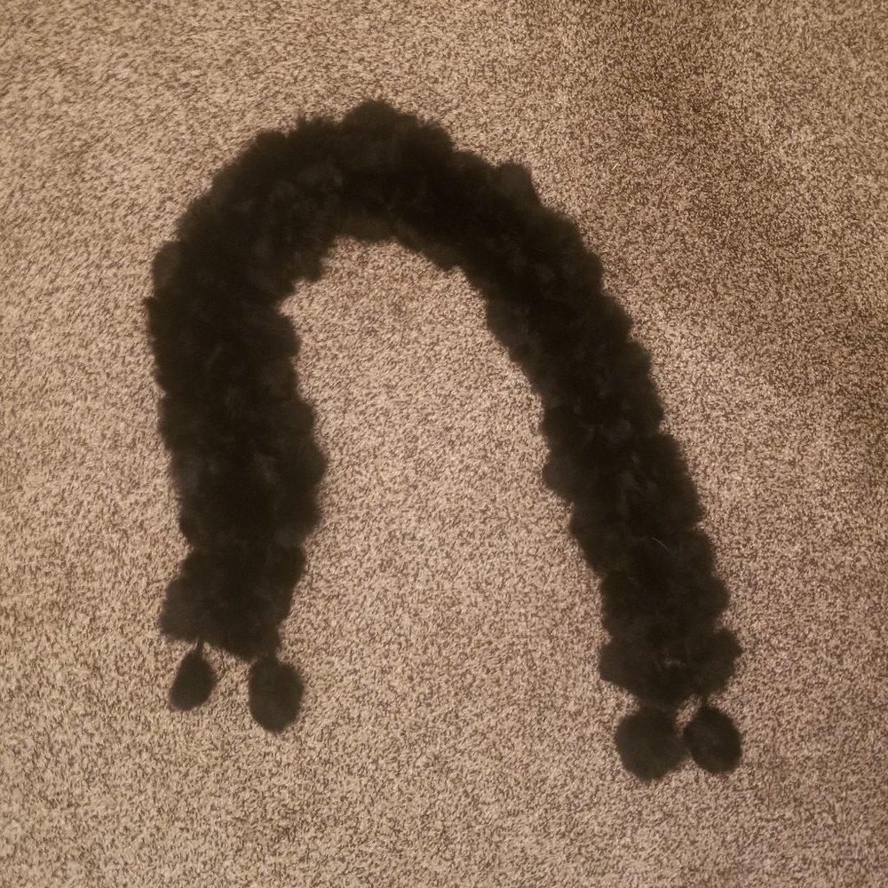 Black Rabbit Fur Knitted Scarf